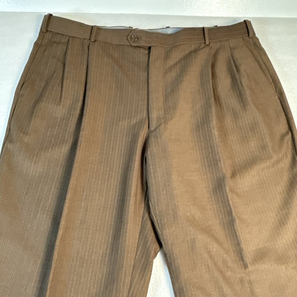 Luca Rossi Italia Mens Brown Pinstripe Suit Dress Pants 42W x 29L‎ - Picture 5 of 11